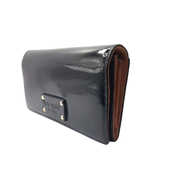 KATE SPADE Black Patent LEATHER Slender Bi-Fold Wallet! - Picture 2 of 5